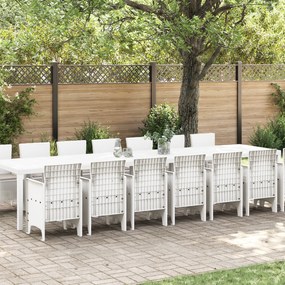 vidaXL Set Dining Grădină 15 pcs Alb Set pentru 14 Persoane