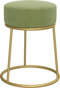 vidaXL Taburet rotund, verde muştar, catifea
