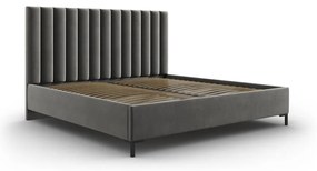 Pat matrimonial gri tapițat cu spațiu de depozitare și somieră 140x200 cm Casey – Mazzini Beds