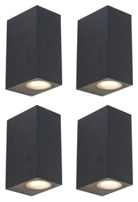 Set de 4 aplice moderne negre cu 2 lumini IP44 - Baleno