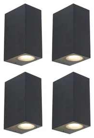 Set de 4 aplice moderne negre cu 2 lumini IP44 - Baleno