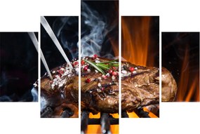 Tablou cu steac pe grill (150x105 cm)