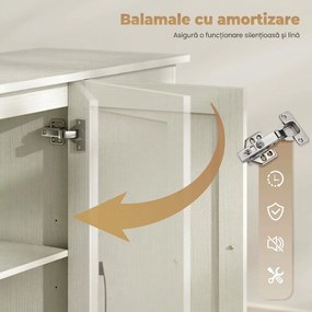 HOMCOM Mobilier bucătărie cu 2 sertare și 3 dulapuri, polițe reglabile, 120x38x79 cm, crem | Aosom Romania