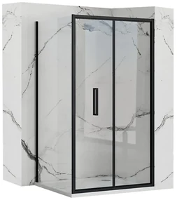 Cabina dus de colt Rapid Fold Negru 100x90cm, Rea