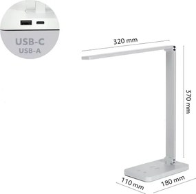 Brilagi - Lampă de masă LED reglabilă, cu control tactil și încărcare wireless Qi, LED/7W/5V, 3000/4000/6000K, albă