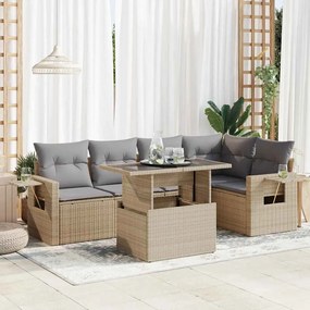 vidaXL Set canapele de grădină cu perne, 6 piese, bej, poliratan