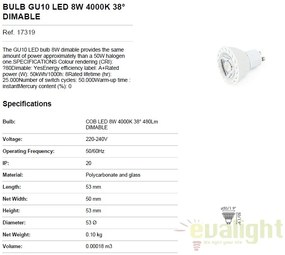 BEC LED dimabil GU10 LED 8W 4000K 17319
