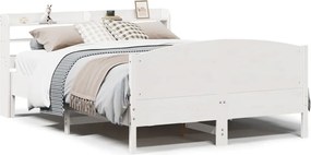 vidaXL Cadru de pat fără saltea, alb, 140x190 cm, lemn masiv de pin