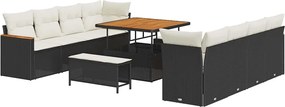 vidaXL Set de canapele pentru grădină 11 pcs Negru poliratan