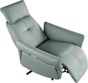 Fotoliu pivotant, functie relax, tapitat cu piele verde turcoaz George