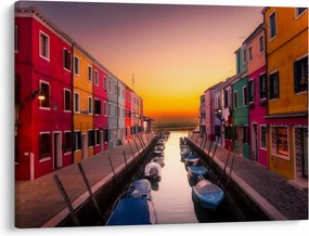 Tablou - Apus de soare, insula Burano, Veneția, Italia (70x50 cm)