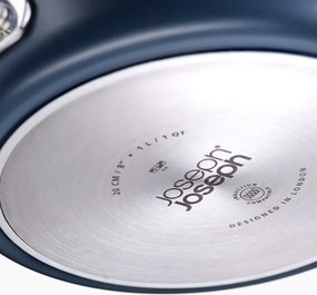 Tigaie adâncă Joseph Joseph Space 45041, 24 cm, mâner pliabil, acoperire ceramică, se poate folosi la cuptor până la 232 °C, compatibilă cu plitele cu inducție, albastră