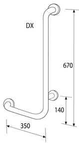 Bara suport ajutatoare cu tija verticala pe dreapta, alb, Thermomat Dreapta