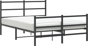 vidaXL Cadru pat metalic cu tăblie de cap/picioare , negru, 135x190 cm