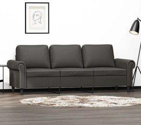 Canapea cu 3 locuri, gri, 180 cm, piele ecologica Gri, 212 x 77 x 80 cm