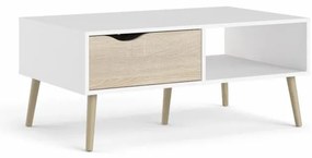 Tvilum Masuta de cafea alba OSLO 75384 cu blat de stejar