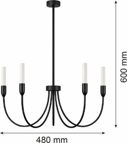 Candelabru cu 5 brate AUGUSTINE negru/alb