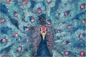 Tablou cu păun pictat (90x60 cm)