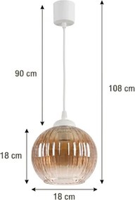 Brilagi - Pendul LED suspendat pe cablu R GLASS 1xE27/60W/230V Ø 18 cm alb/maro fumuriu
