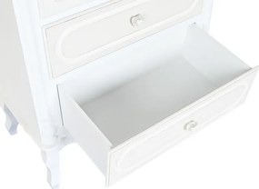 Vitrină shabby chic din lemn, alb, cu 2 uși vitrate, 3 rafturi, 2 sertare și decor cu trandafiri, finisaj patinat, 193 x 76 x 39 cm, „Magnolia”
