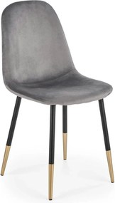 Scaun tapitat K379, gri/negru, stofa catifelata/metal, 45x48x88 cm
