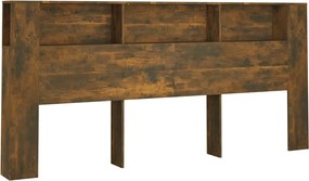 vidaXL Tăblie de pat cu dulap, stejar fumuriu, 220x18,5x104,5 cm