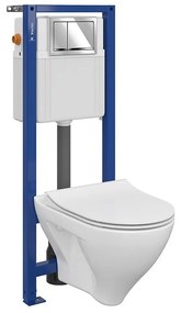 Set vas wc suspendat Mille Plus cu capac soft close, rezervor incastrat Aqua 02 si clapeta crom lucios