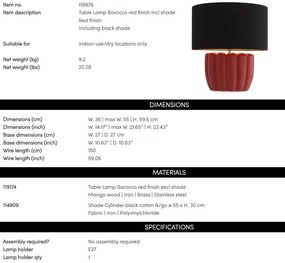 Veioza, Lampa de masa LUX Barocco rosu