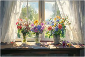 Tablou - Buchet la fereastră (90x60 cm)