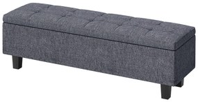 HOMCOM Bancă tapițată cu spațiu de depozitare, cu picioare din lemn de cauciuc, pentru living, dormitor, hol, Gri închis | Aosom Romania