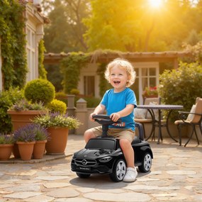 AIYAPLAY Premergător pentru copii Mercedes-Benz sub licență, mașină de împins cu mâner detașabil, 91 x 40 x 83 cm, negru | Aosom Romania