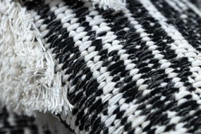 Covor ECO SISAL BOHO MOROC Etno Zig zag 22319 franjuri - două niveluri de lână gri / cremă, covor reciclat