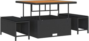 vidaXL Set de canapele pentru grădină cu pernă 8 pcs Negru