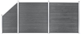 vidaXL Set panouri gard, 2 pătrate + 1 oblic, gri, 446 x 186 cm, WPC