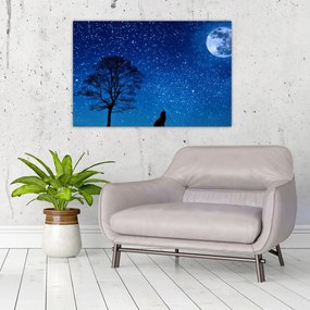 Tablou - Lupul urlând la lună (90x60 cm)