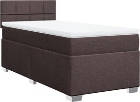 vidaXL Pat box spring cu saltea, maro închis, 90x190 cm, textil