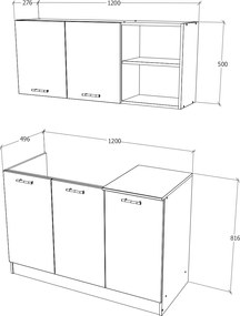 Set Bucatarie Ara, Stejar Artisan/Alb, L 120 cm