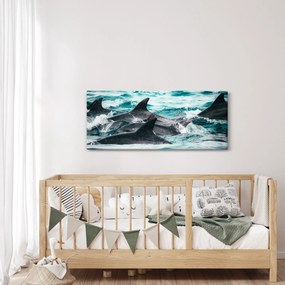 Tablou - Delfini în ocean (120x50 cm)