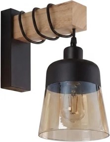 Brilagi - Aplica de perete WOOD GLASS 1xE27/60W/230V pin/negru/maro fumuriu