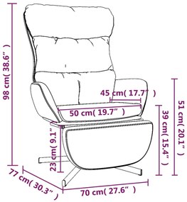 Scaun de relaxare cu taburet, crem, piele ecologica 1, Crem