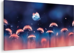 Tablou cu păpădii cu fluture albastru (90x60 cm)
