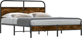 vidaXL Cadru pat fără saltea stejar fumuriu 150x200 cm lemn prelucrat