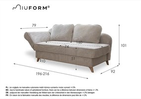 Șezlong roz prăfuit cu tapițerie din catifea reiată (cu colț pe partea stângă) Chic Charlotte – Miuform