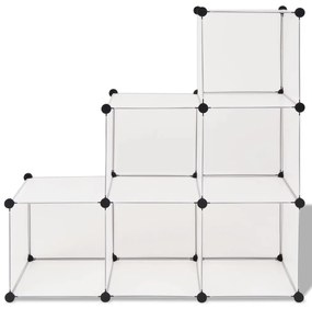 Dulap de depozitare tip cub, 6 compartimente, alb 1, Alb, 1, 1