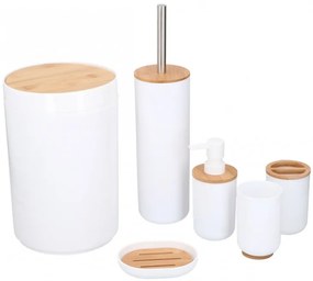Set accesorii baie Alpina, plastic, bambus, 6 piese