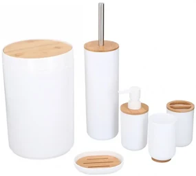 Set accesorii baie Alpina, plastic, bambus, 6 piese