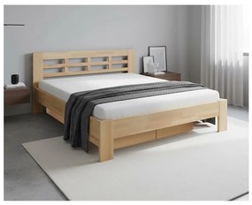 Pat matrimonial din lemn masiv cu spațiu de depozitare ANGELA 180x200 cm fag