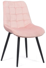 Scaun din catifea si picioare metalice BUC 206 roz