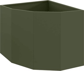 vidaXL Ghiveci de colț Olivengrønn 60 x 60 x 50 cm Oțel