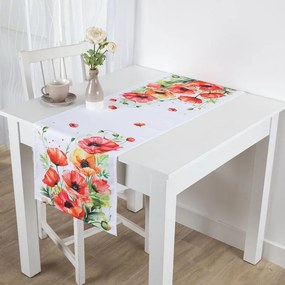 decoDoma Traversă de masă cu imprimeu MACI ROȘII 40 x 110 cm